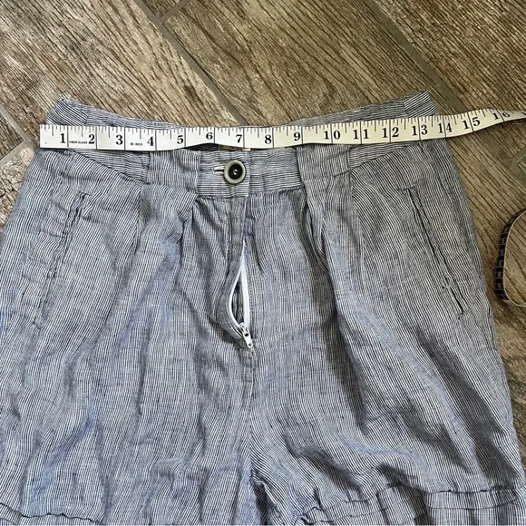 Andrea Jovine 100% Linen, Blue and White Striped High Waisted Shorts, Women’s 4 - Picture 5 of 10
